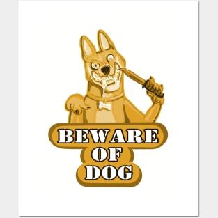 Beware of Dog (Gold) Posters and Art